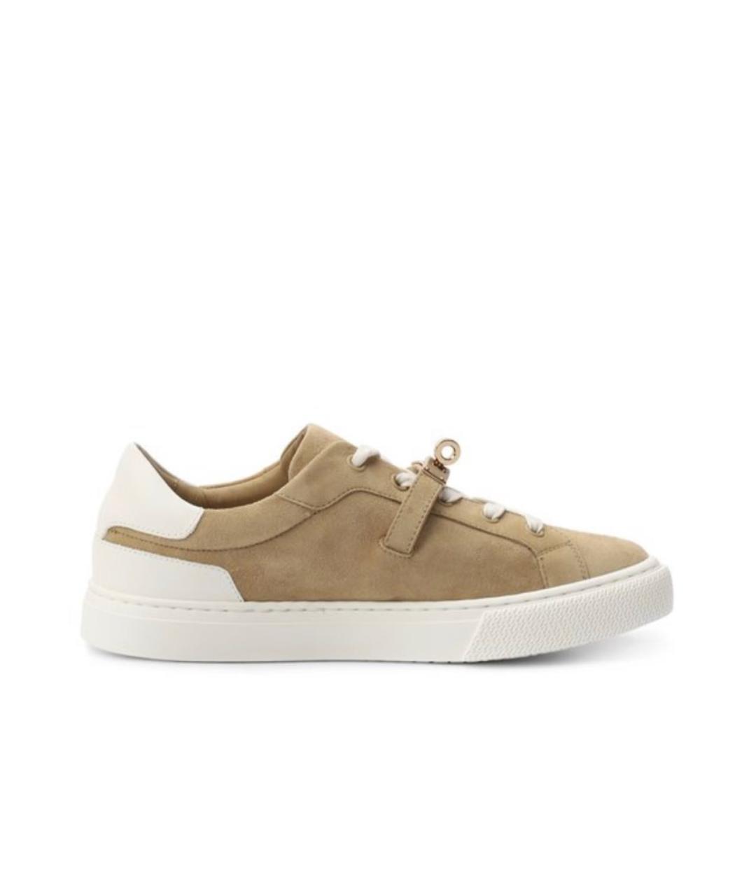 HERMES Бежевые замшевые кеды, фото 7