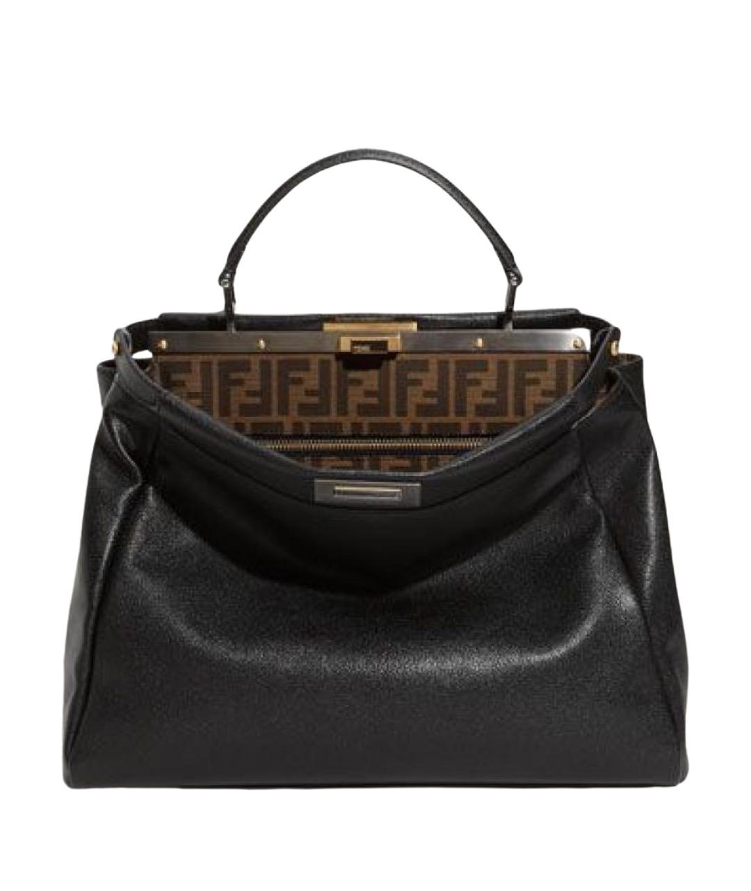 FENDI Черная кожаная сумка с короткими ручками, фото 1