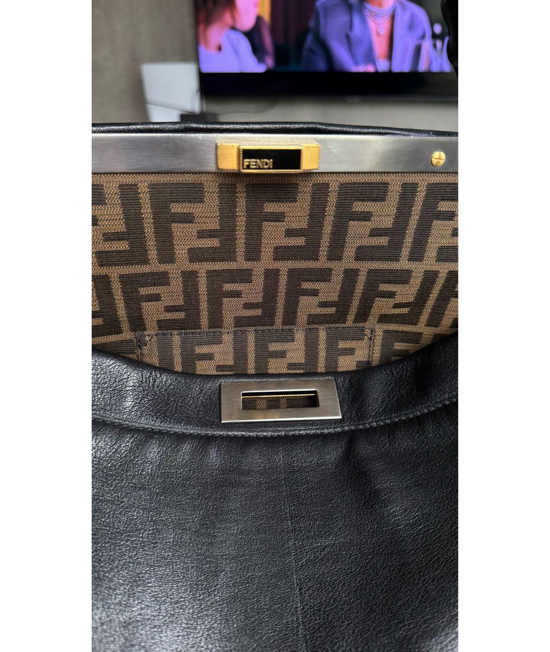 FENDI Черная кожаная сумка с короткими ручками, фото 8