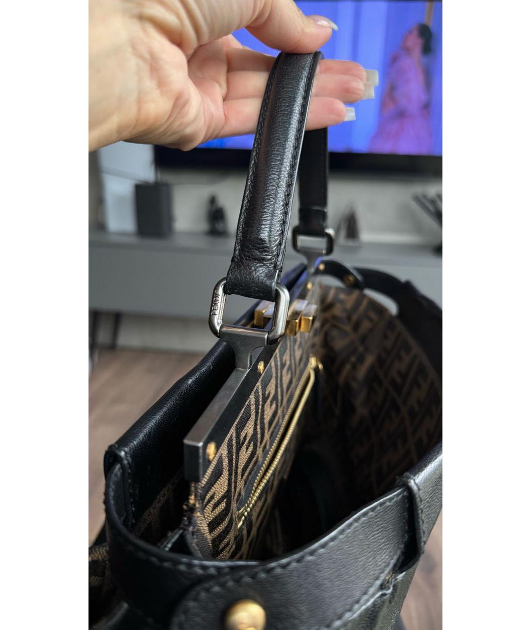 FENDI Черная кожаная сумка с короткими ручками, фото 9