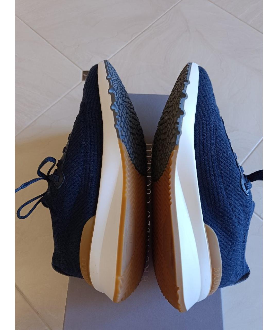BRUNELLO CUCINELLI Синие текстильные низкие кроссовки / кеды, фото 4