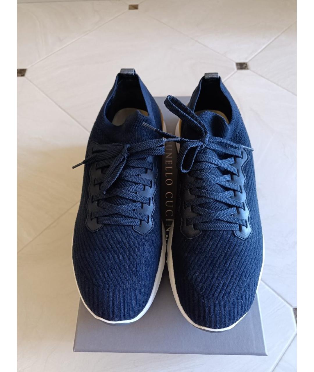 BRUNELLO CUCINELLI Синие текстильные низкие кроссовки / кеды, фото 2