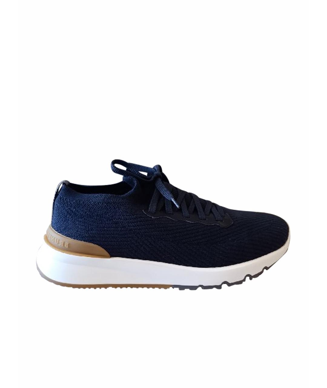 BRUNELLO CUCINELLI Синие текстильные низкие кроссовки / кеды, фото 1