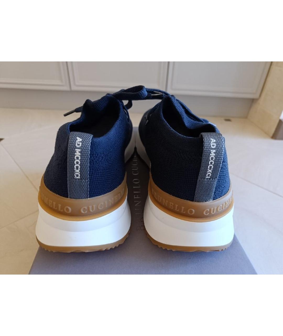 BRUNELLO CUCINELLI Синие текстильные низкие кроссовки / кеды, фото 3