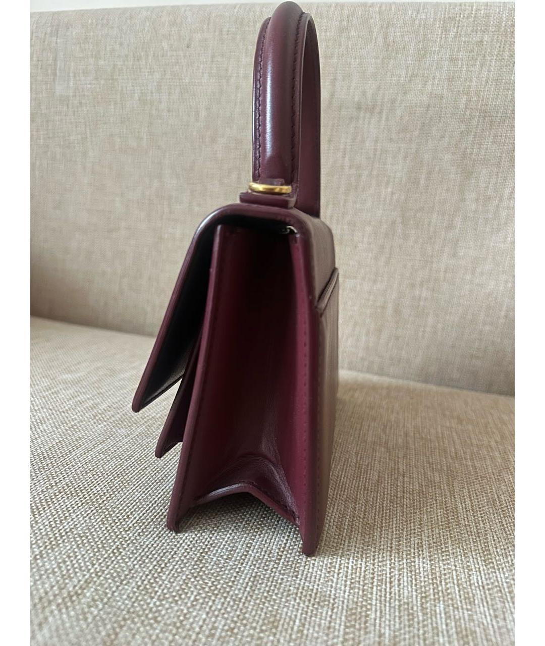 BALENCIAGA Бордовая кожаная сумка с короткими ручками, фото 2