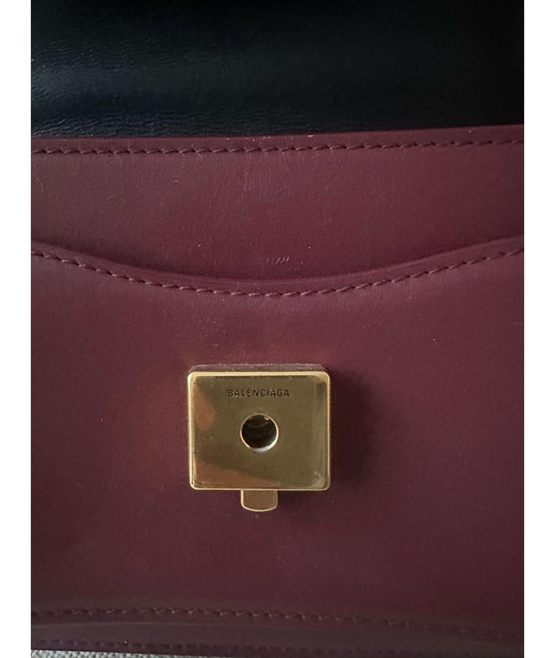 BALENCIAGA Бордовая кожаная сумка с короткими ручками, фото 4