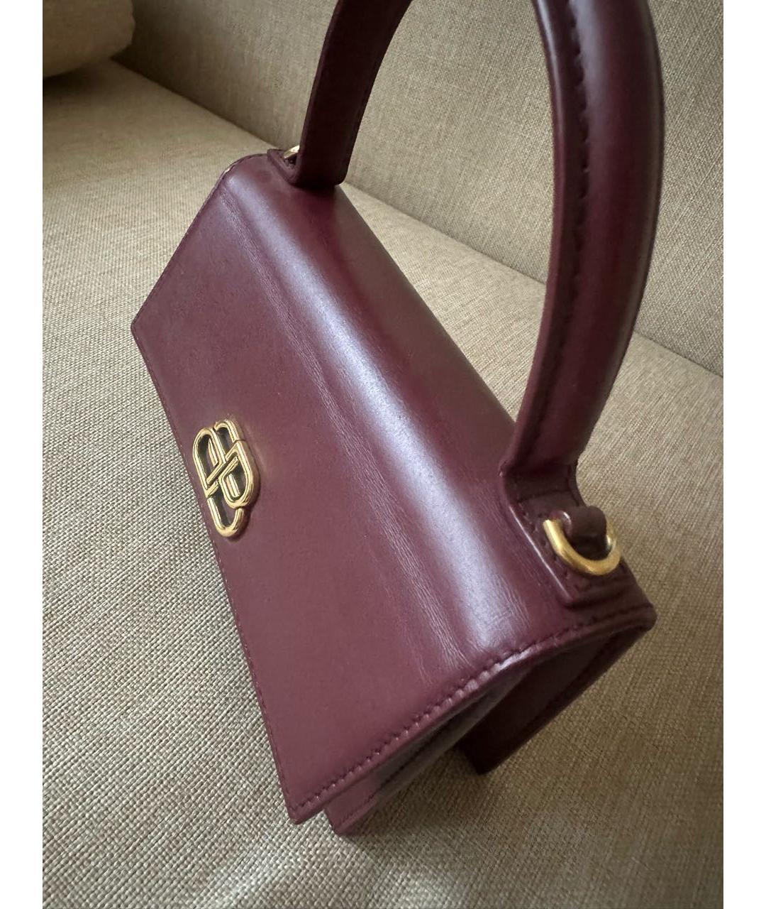 BALENCIAGA Бордовая кожаная сумка с короткими ручками, фото 5
