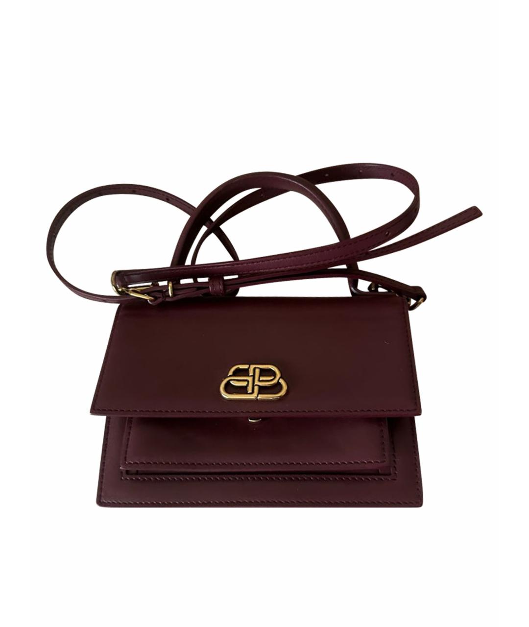 BALENCIAGA Бордовая кожаная сумка с короткими ручками, фото 1
