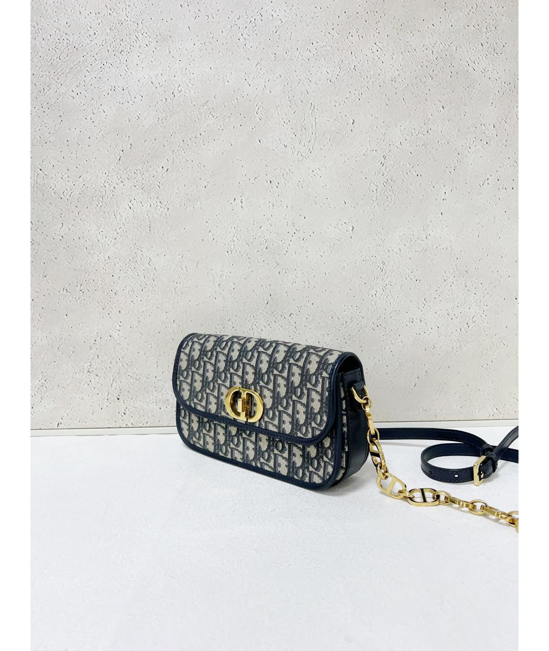 CHRISTIAN DIOR Темно-синяя жаккардовая сумка через плечо, фото 4