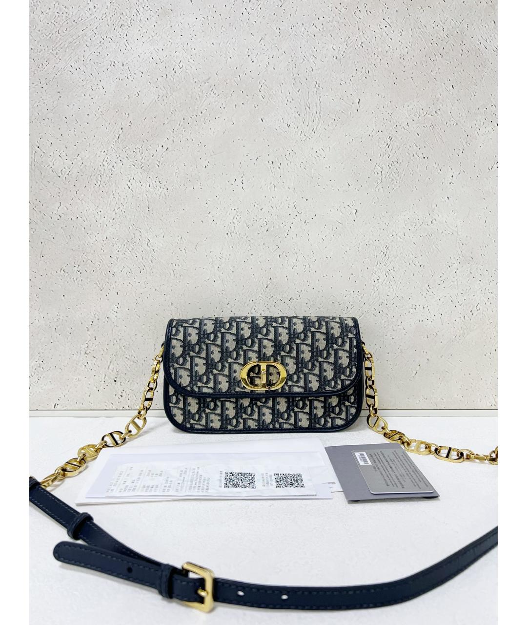 CHRISTIAN DIOR Темно-синяя жаккардовая сумка через плечо, фото 7