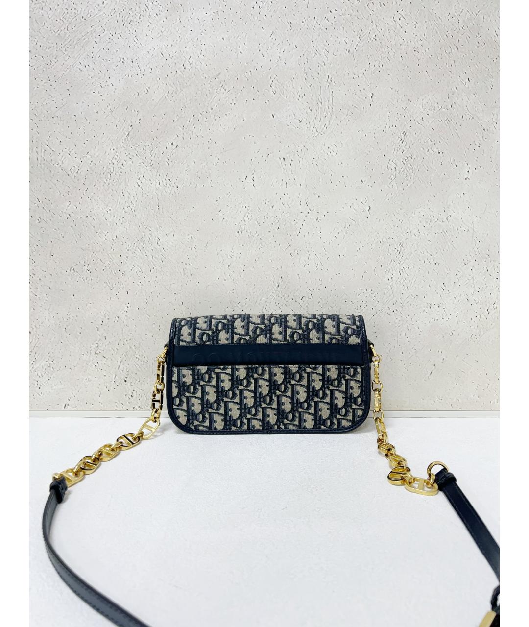 CHRISTIAN DIOR Темно-синяя жаккардовая сумка через плечо, фото 2
