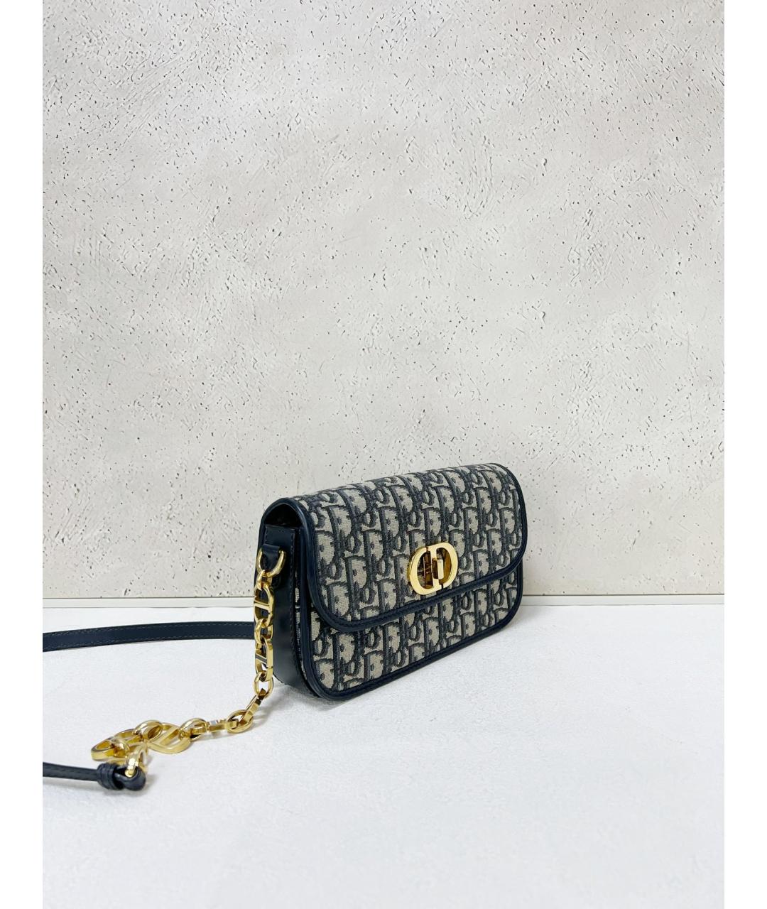 CHRISTIAN DIOR Темно-синяя жаккардовая сумка через плечо, фото 3