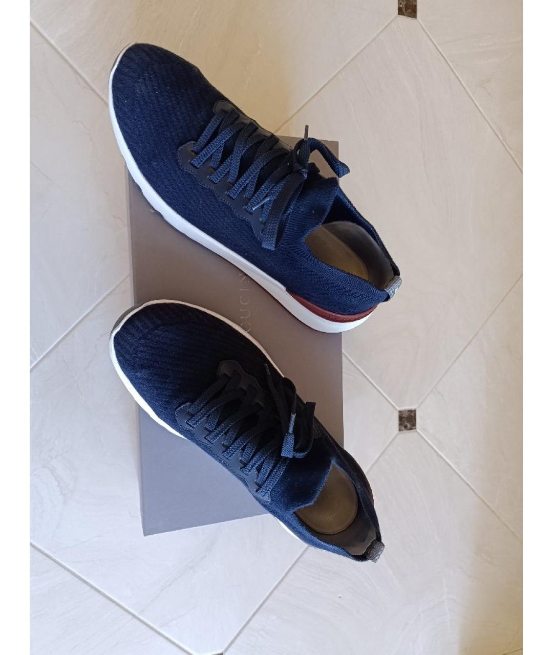 BRUNELLO CUCINELLI Синие текстильные низкие кроссовки / кеды, фото 5