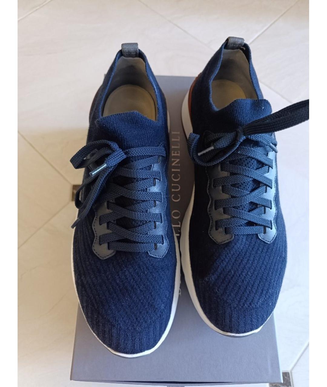 BRUNELLO CUCINELLI Синие текстильные низкие кроссовки / кеды, фото 2