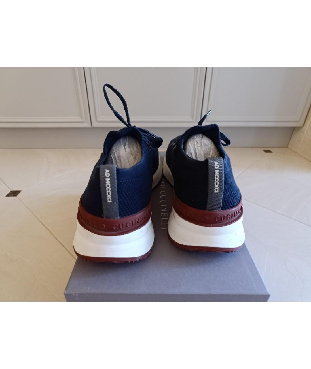 BRUNELLO CUCINELLI Синие текстильные низкие кроссовки / кеды, фото 3