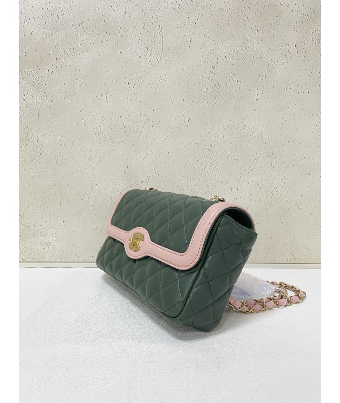 CHANEL Зеленая кожаная сумка через плечо, фото 4