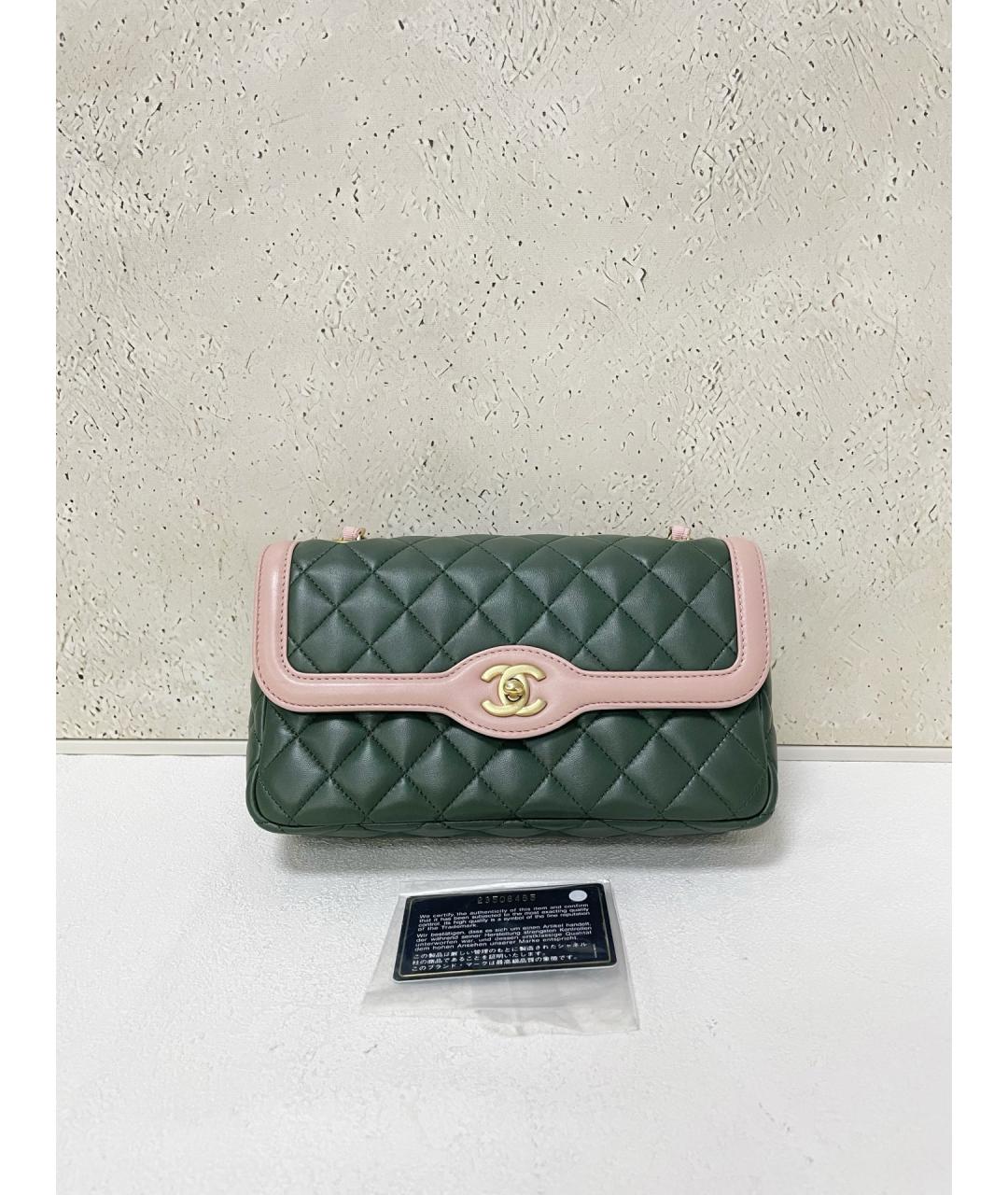 CHANEL Зеленая кожаная сумка через плечо, фото 7