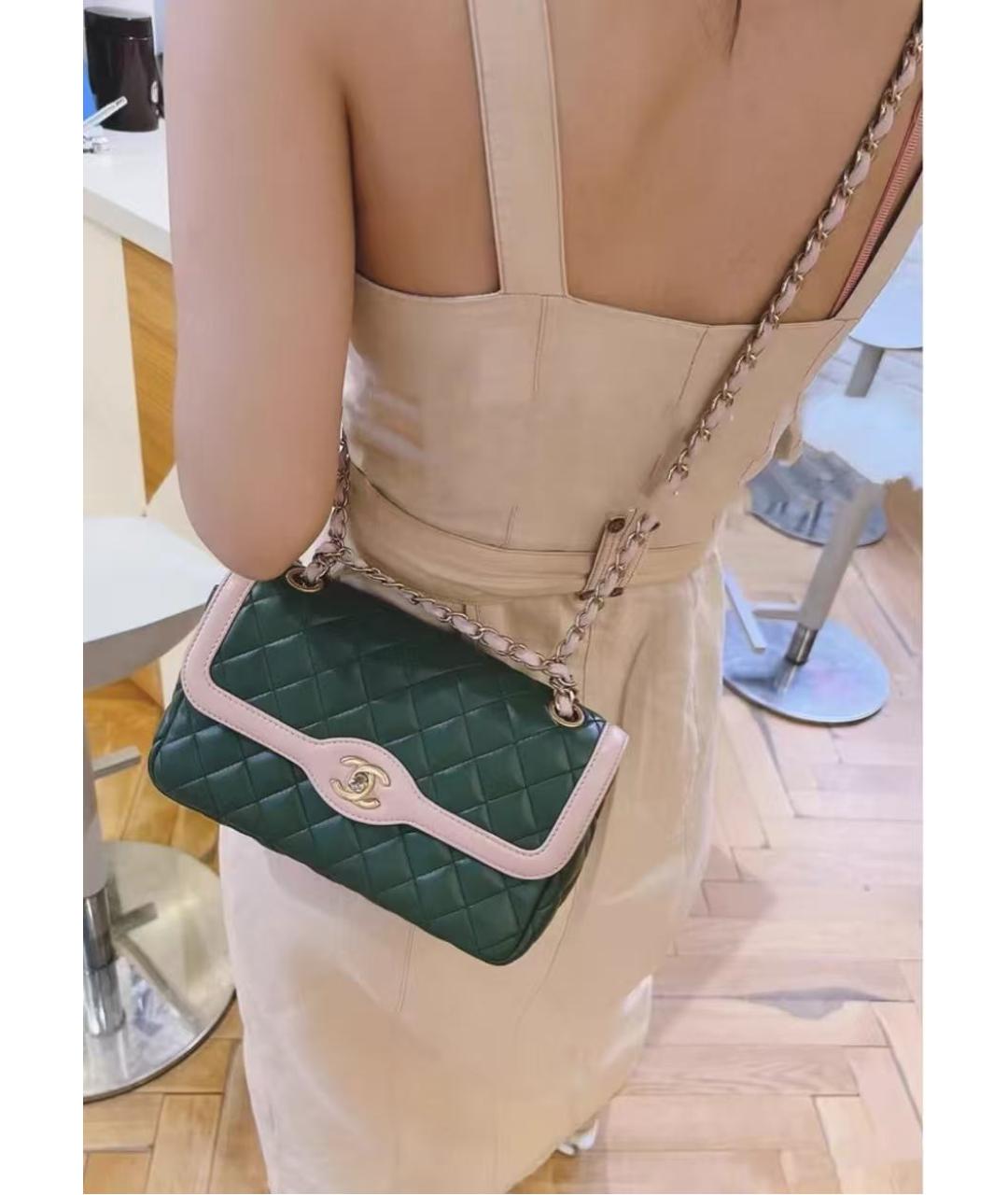 CHANEL Зеленая кожаная сумка через плечо, фото 6