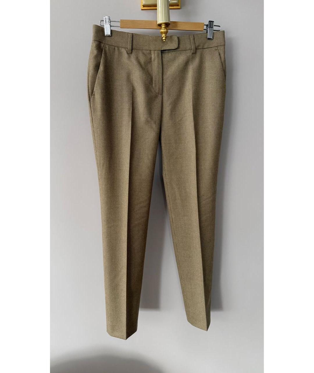 MAX MARA STUDIO Бежевые шерстяные прямые брюки, фото 5