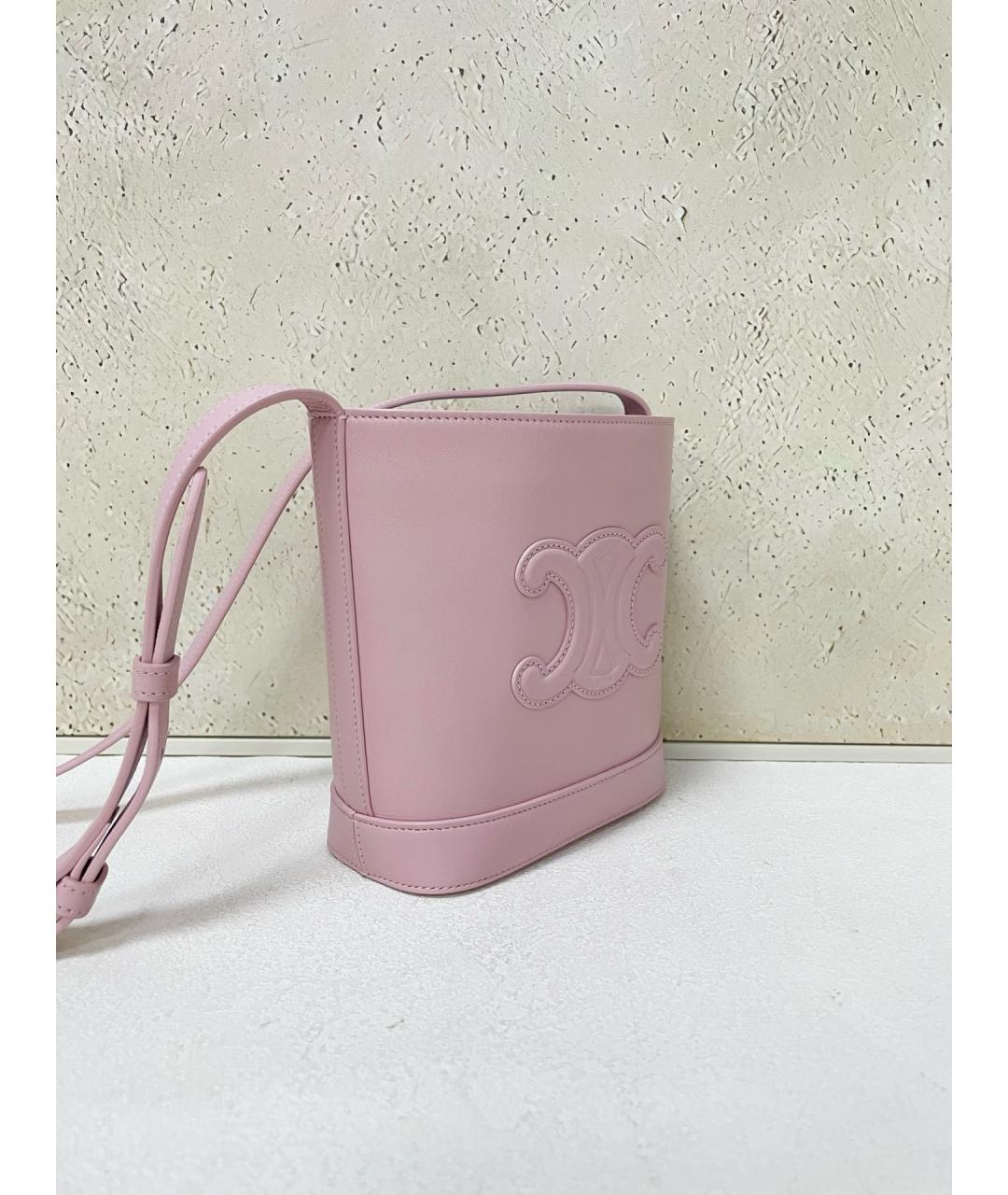 CELINE Розовая кожаная сумка через плечо, фото 3