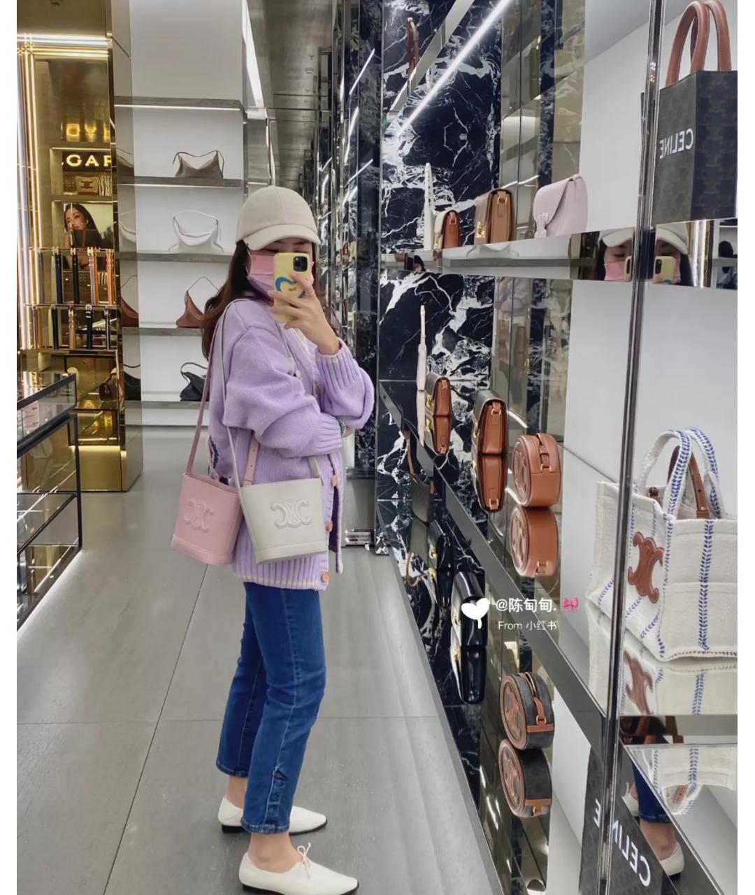 CELINE Розовая кожаная сумка через плечо, фото 6