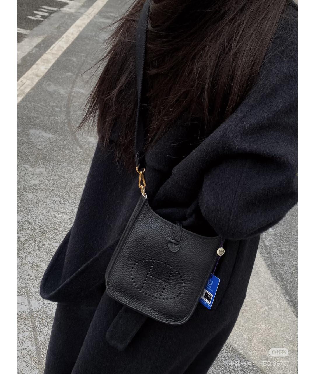 HERMES Черная кожаная сумка через плечо, фото 6