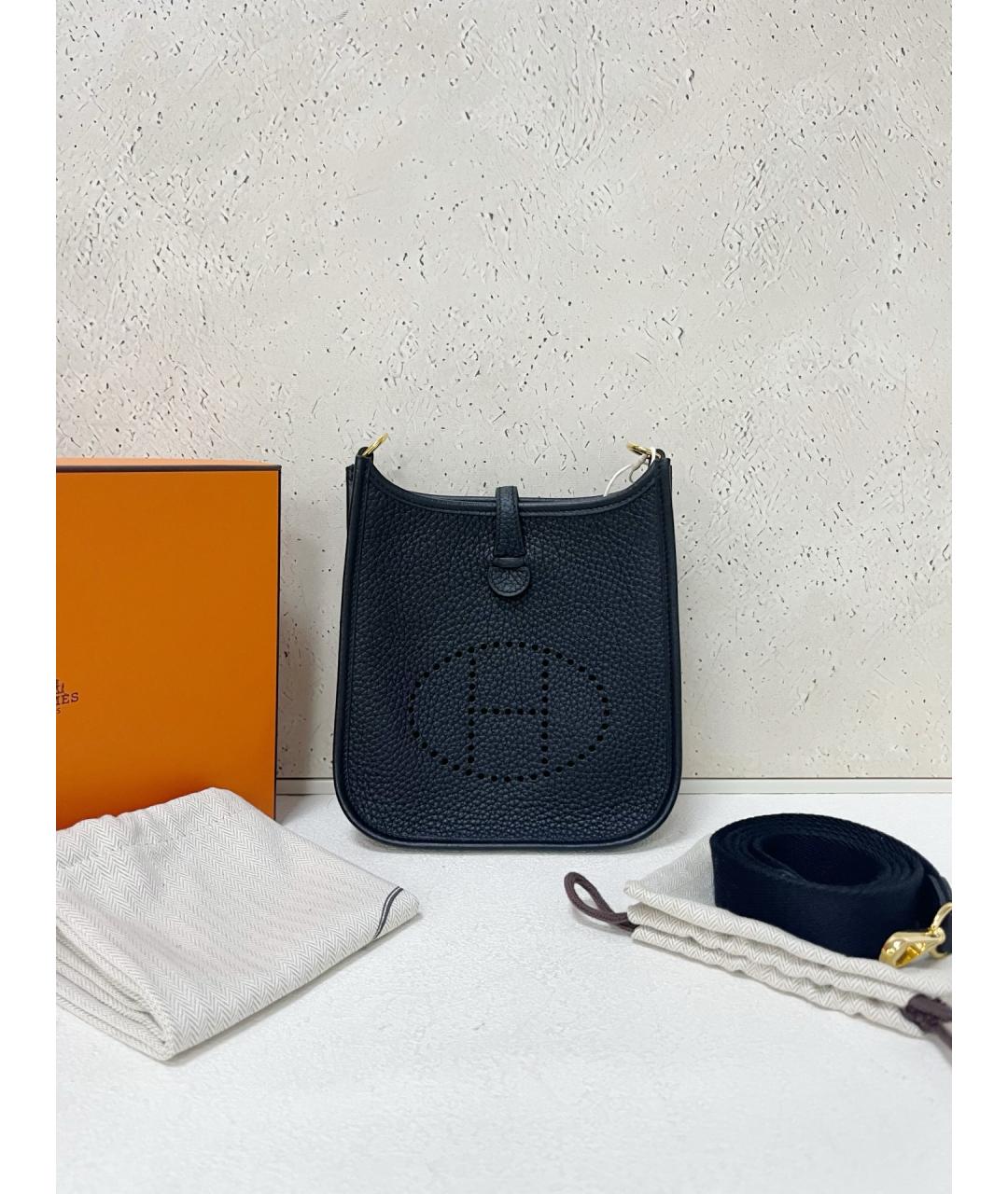 HERMES Черная кожаная сумка через плечо, фото 7