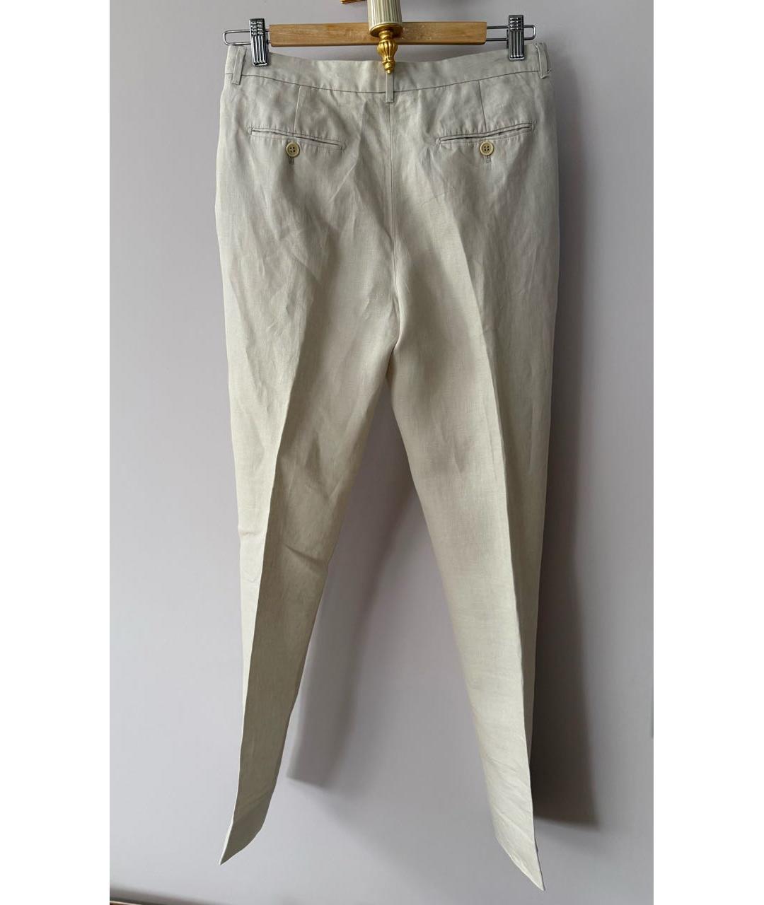 LORO PIANA Белые льняные прямые брюки, фото 2