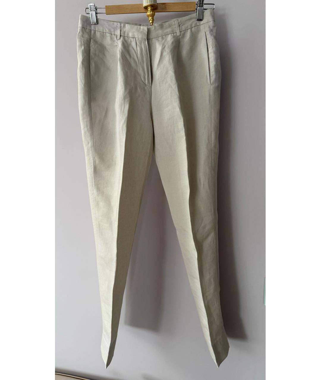 LORO PIANA Белые льняные прямые брюки, фото 6