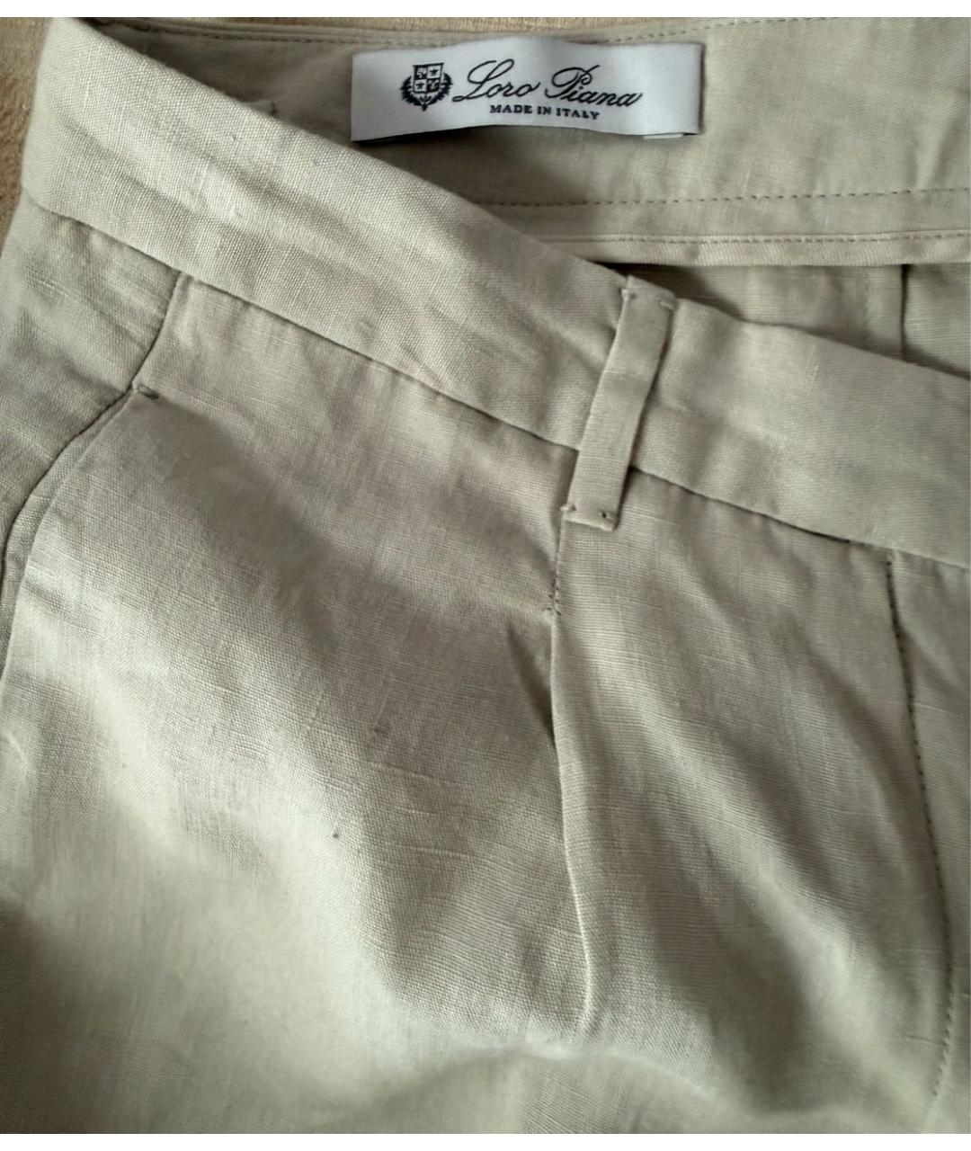 LORO PIANA Белые льняные прямые брюки, фото 4