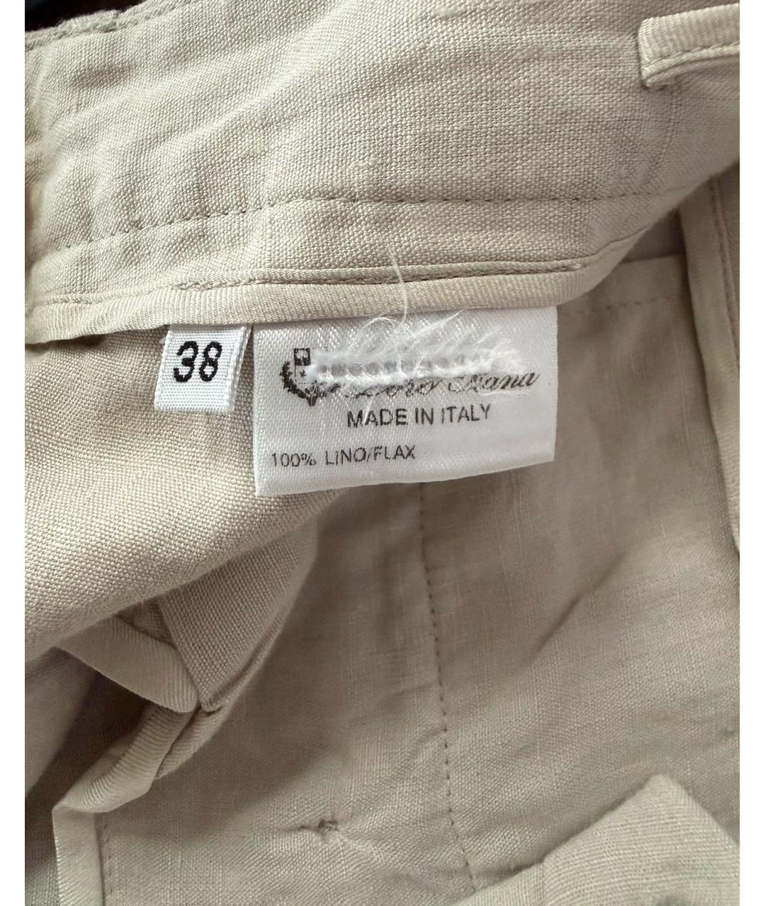 LORO PIANA Белые льняные прямые брюки, фото 5