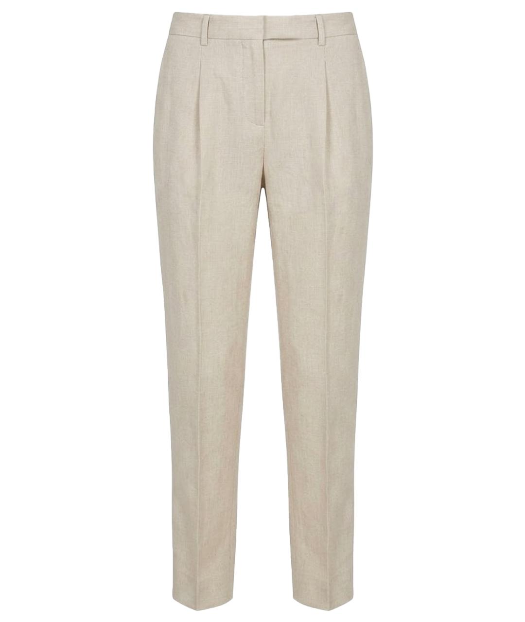 LORO PIANA Белые льняные прямые брюки, фото 1