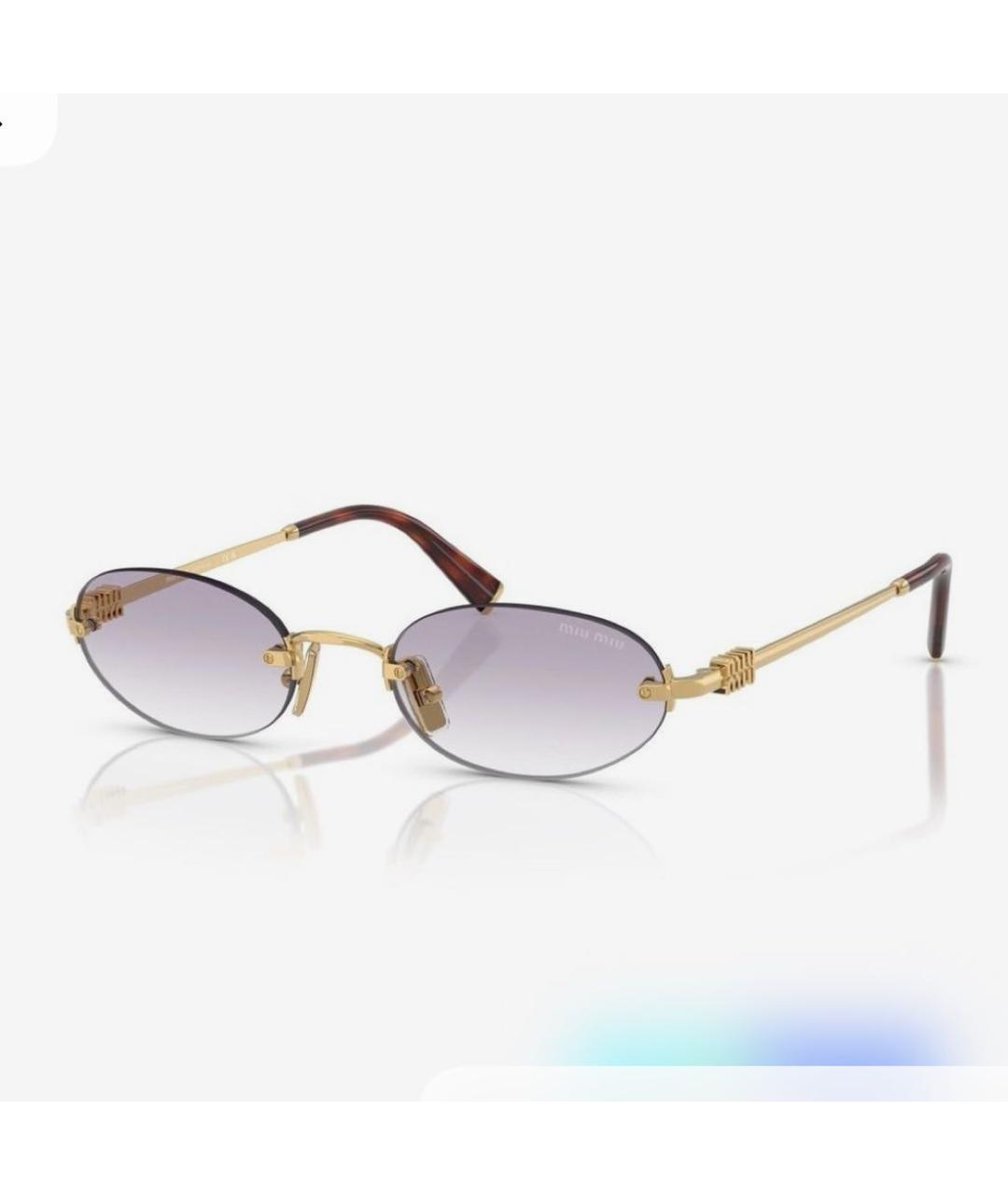 MIU MIU Золотые металлические солнцезащитные очки, фото 5