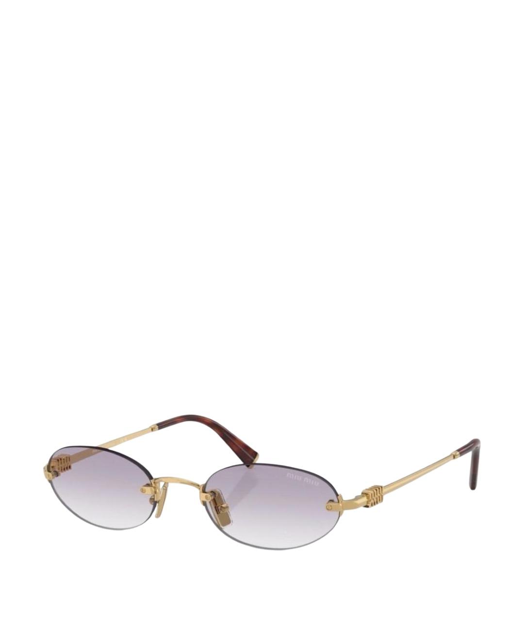 MIU MIU Золотые металлические солнцезащитные очки, фото 1