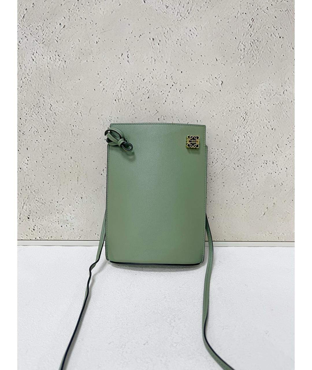 LOEWE Зеленая кожаная сумка через плечо, фото 5