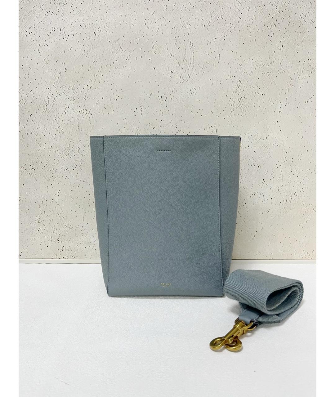 CELINE Голубая кожаная сумка через плечо, фото 5