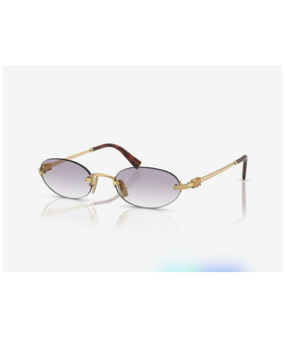 MIU MIU Золотые металлические солнцезащитные очки, фото 4