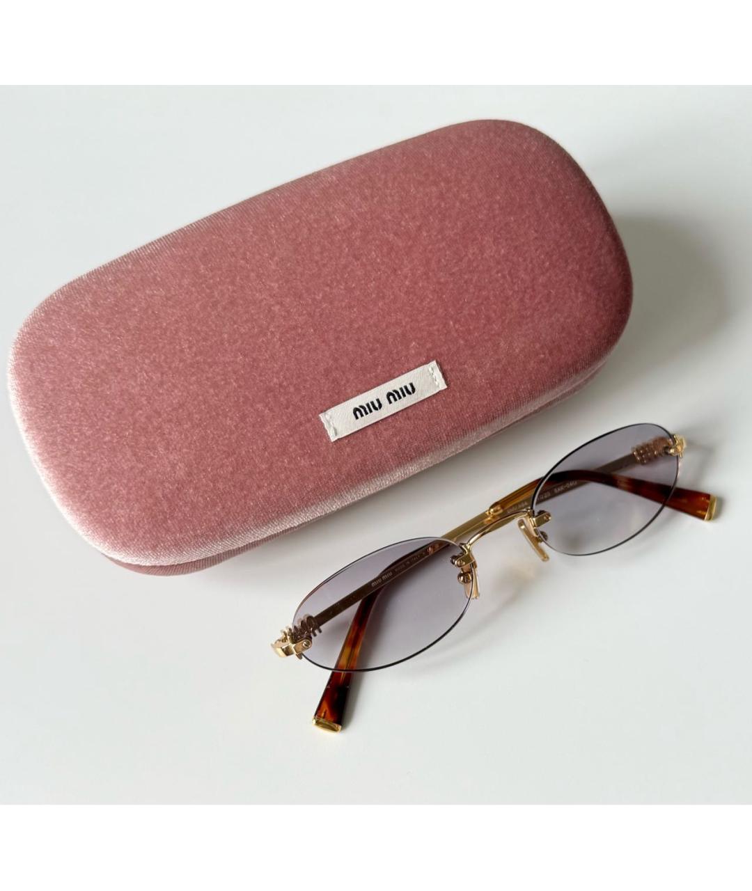 MIU MIU Золотые металлические солнцезащитные очки, фото 3