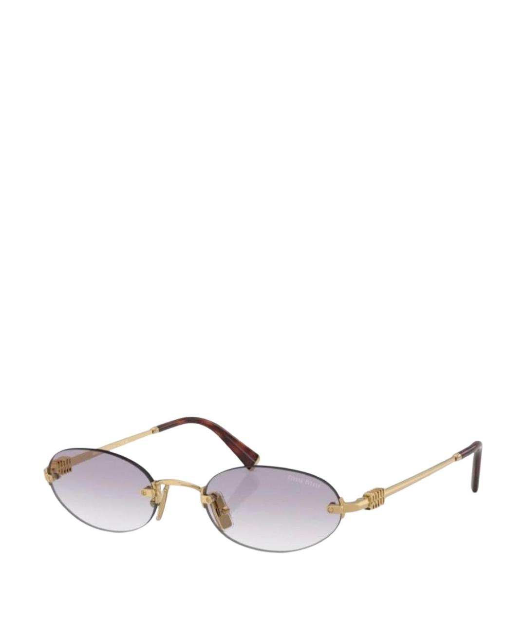MIU MIU Золотые металлические солнцезащитные очки, фото 1