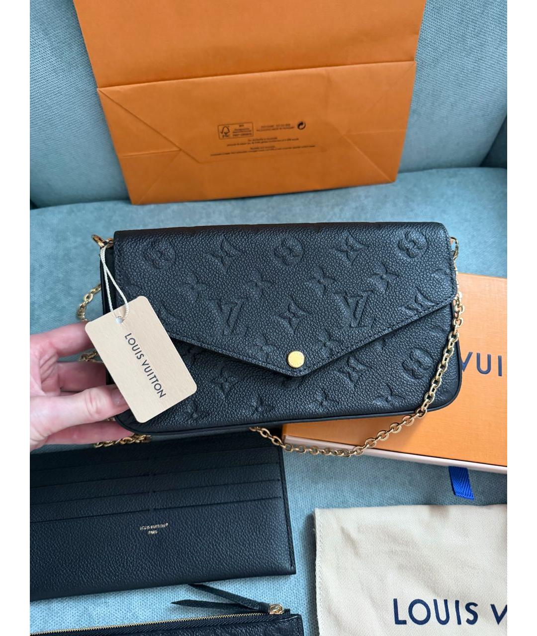 LOUIS VUITTON Черная кожаная сумка через плечо, фото 5