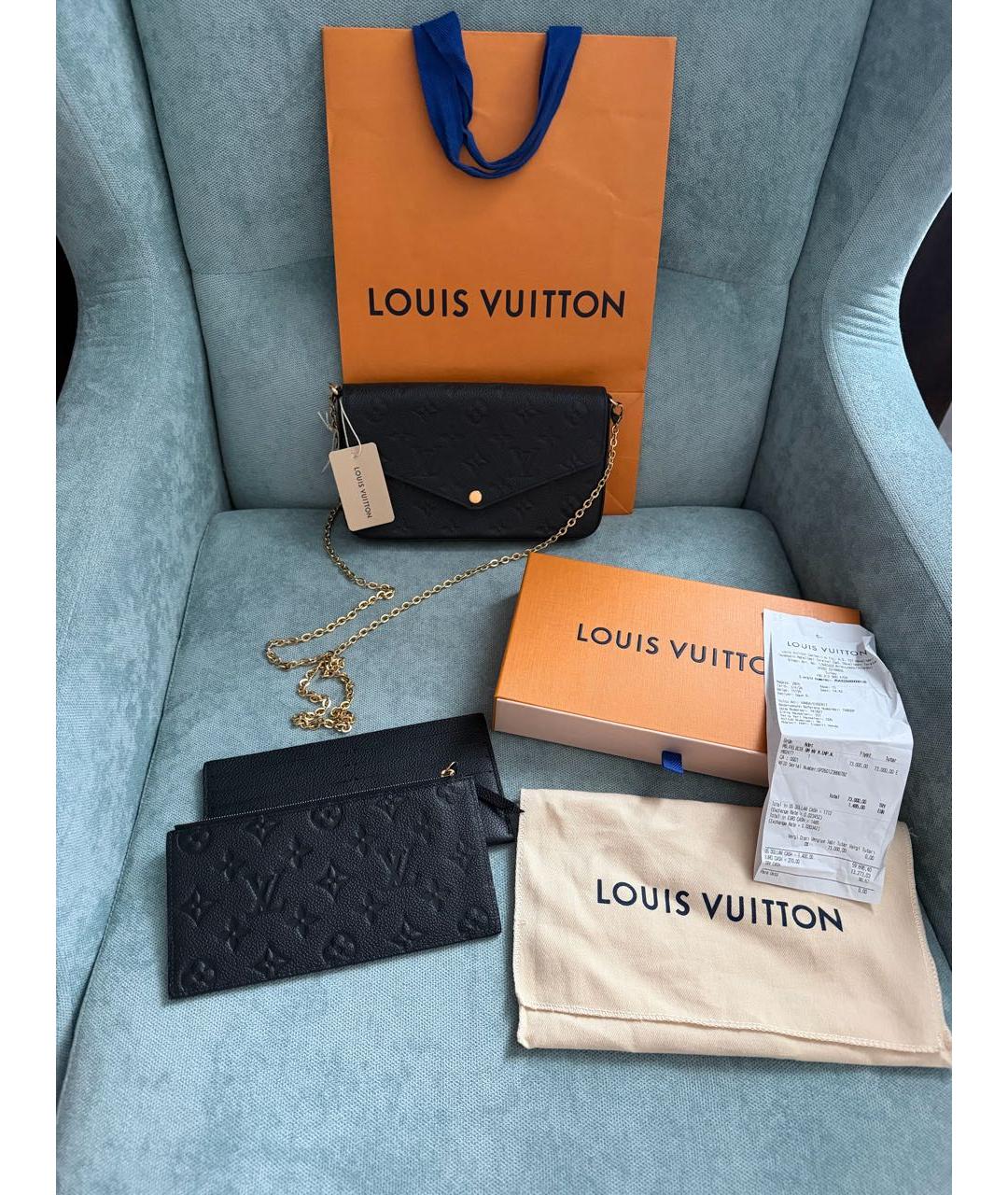 LOUIS VUITTON Черная кожаная сумка через плечо, фото 2