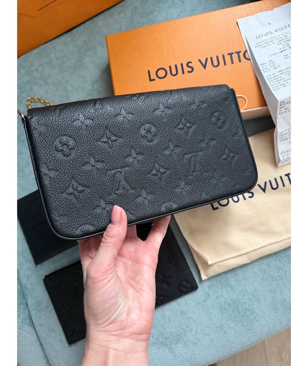 LOUIS VUITTON Черная кожаная сумка через плечо, фото 3