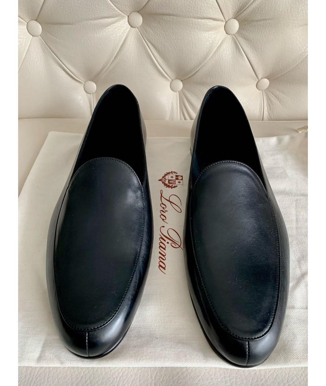 LORO PIANA Черные кожаные лоферы, фото 2