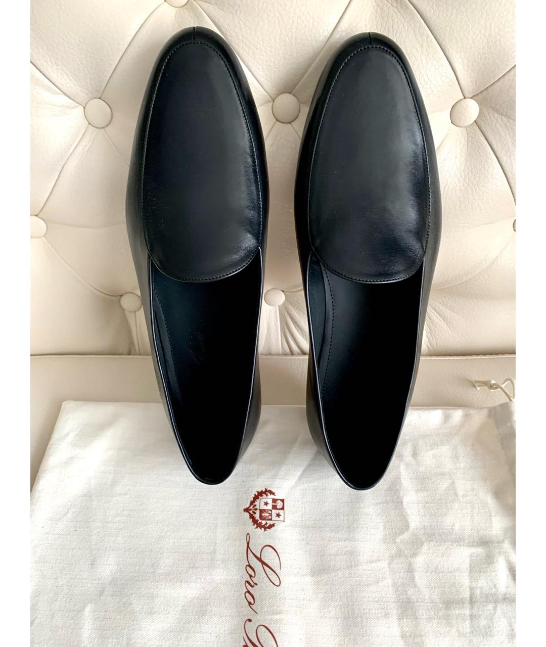 LORO PIANA Черные кожаные лоферы, фото 3