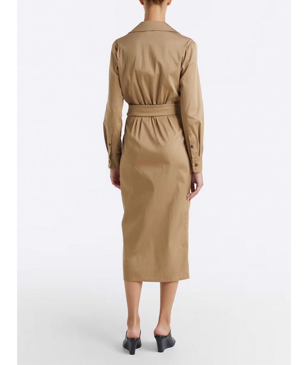 MAX MARA Бежевое хлопковое повседневное платье, фото 2