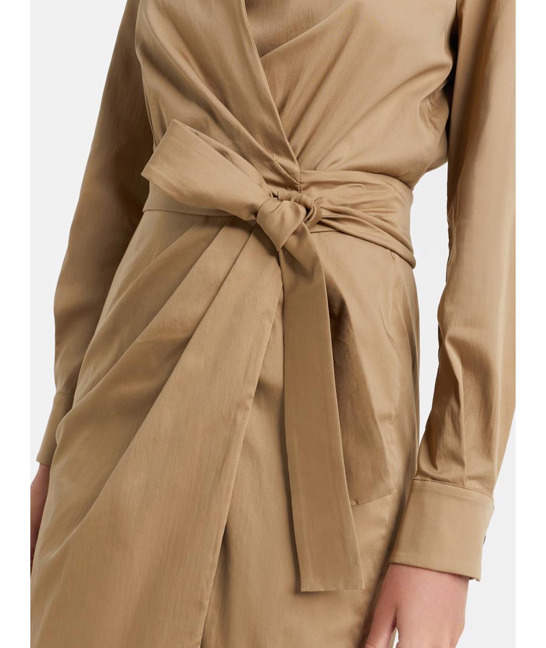 MAX MARA Бежевое хлопковое повседневное платье, фото 3