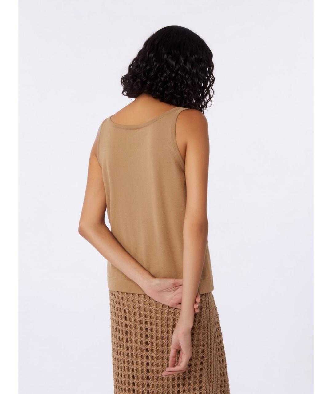 MAX MARA Бежевая хлопковая майка, фото 4