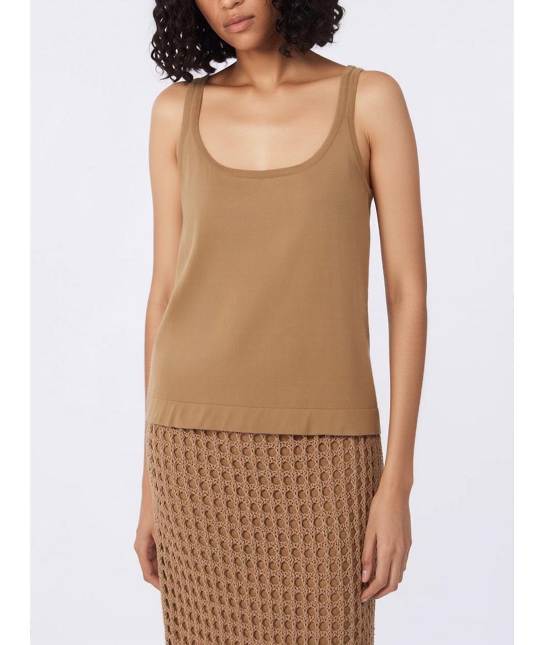 MAX MARA Бежевая хлопковая майка, фото 3