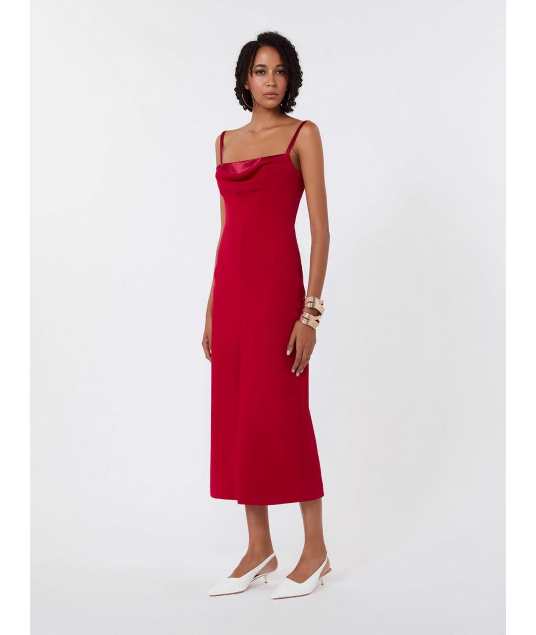 MAX MARA Красное ацетатное коктейльное платье, фото 2