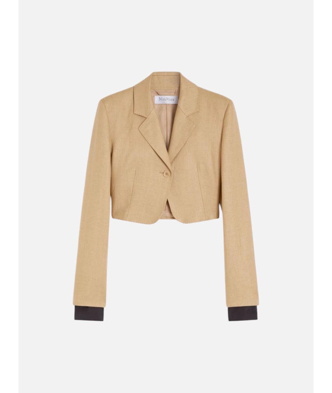 MAX MARA Бежевый льняной жакет/пиджак, фото 6